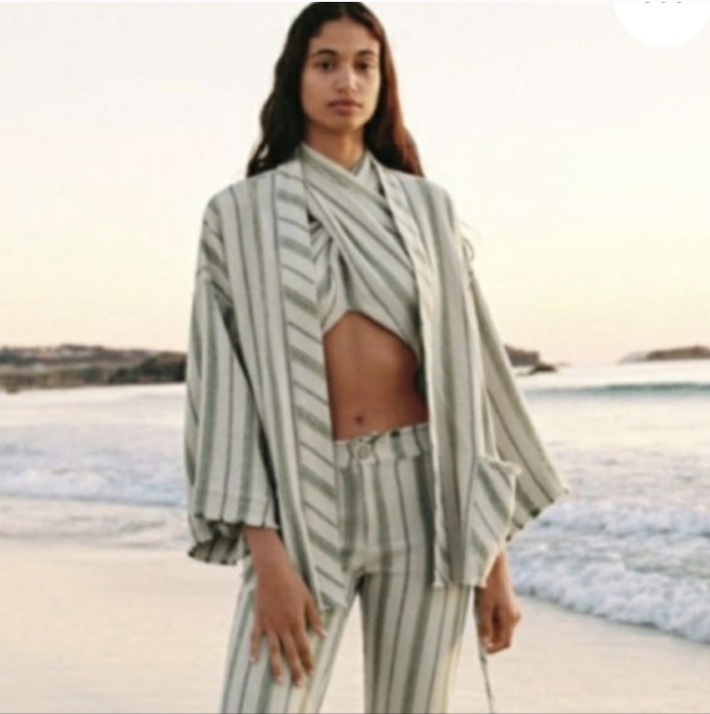 NWOT Zara Oversized Fit Striped Kimono